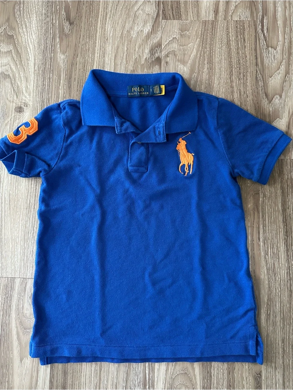 Ralph Lauren Boys' Blue Polo with Orange Logo